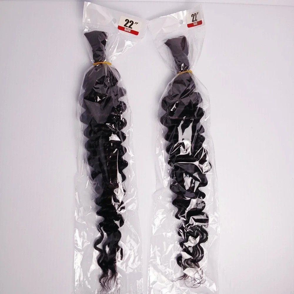 Deep Wave Human Hair 22 Inch Braiding Brazilian Remy Bulk No Weft 100g Black NEW